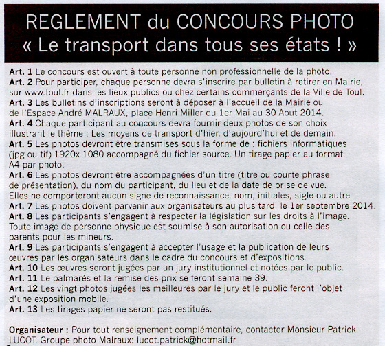 R�glement du concours. 